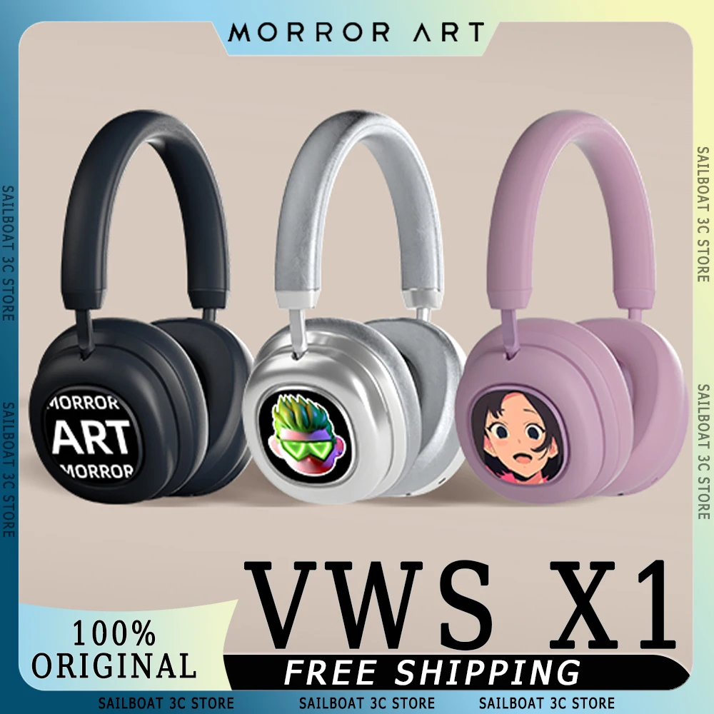 MORCOR ART VWS X1 Wireless Headphone With Screen Display Noise Reduction Bilateral Stereo Sound Comfort Custom Music Headset