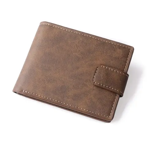 Casual with Multiple Card Slots Short Wallet Slim PU Leather Card Holder Purses Button Closure Coin Pouch Men