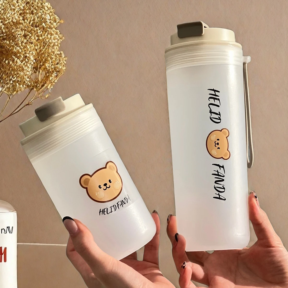 WORTHBUY 350/550ML Sport Plastic Water Cup With Rope Heat Resistant Leak-proof Water Bottle Outdoor Travel Portable Clear Cup