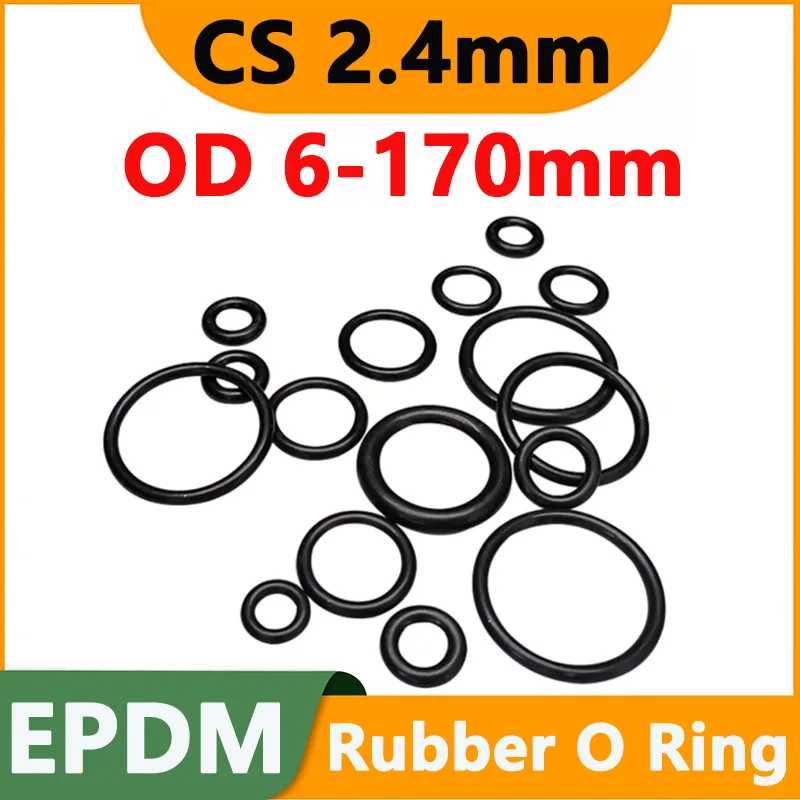 CS 2.4mm EPDM Rubber O Ring OD 6mm to 170mm Acid Alkali Water and Friction Resistance O-Ring Seals Sealing Washer Gasket