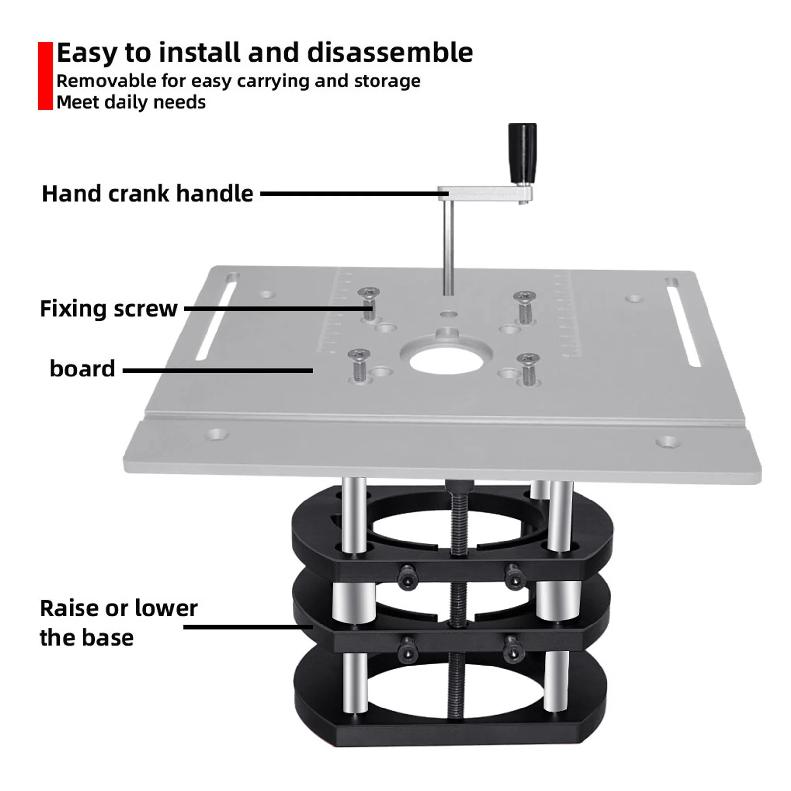 Router Lifting  Quick Installation Aluminum Alloy Stainless Steel Support Rod Router Lift 4 Jaw for Electric Tool