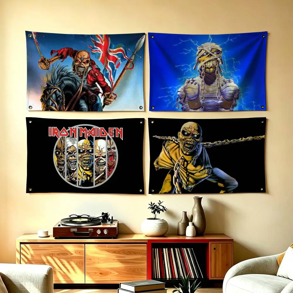 Rock Band I-Iron M-Maiden Flags Wall Hanging Tapestry Outdoor Garage Room Decorative flag Background Blanket