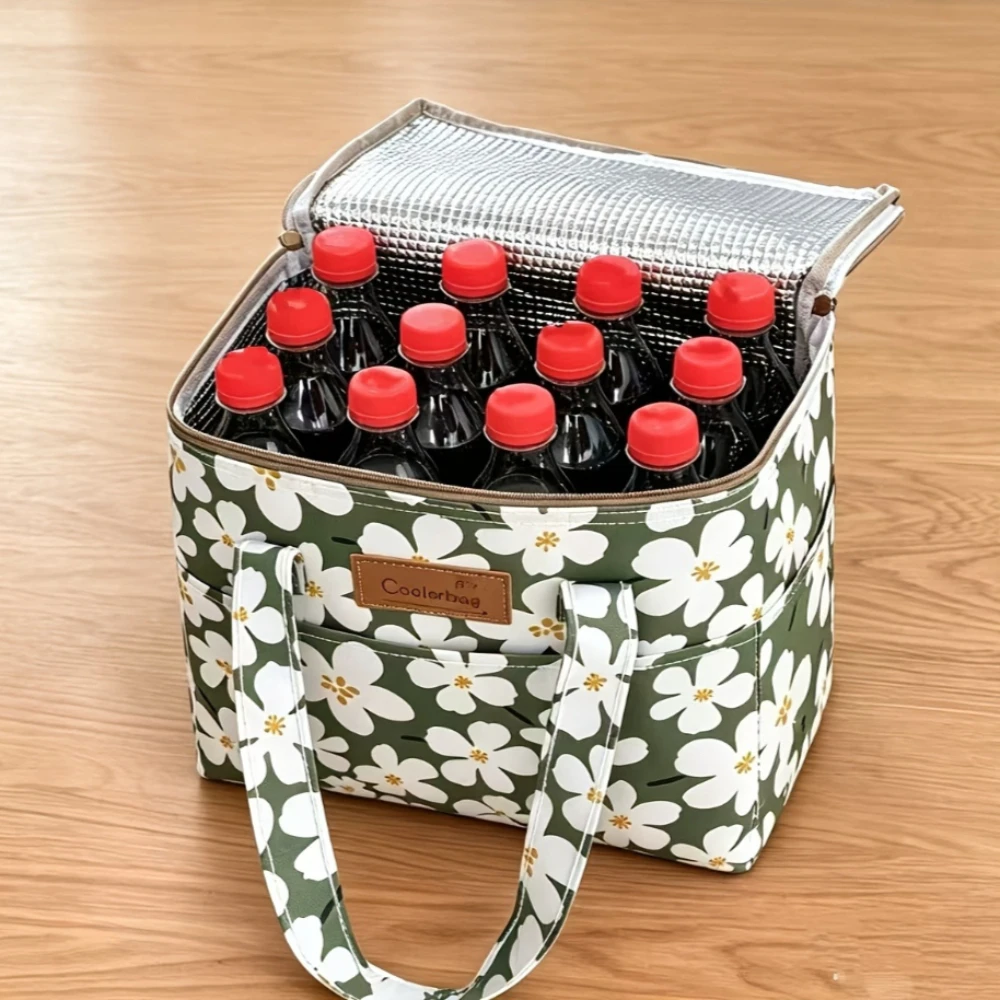 Tragbare Outdoor-Isoliertasche aus Bedrucktem Oxford-Stoff mit Vier Taschen, Große Kapazität Thermische Tragetasche Multifunktionale Aufbewahrungstasche – Detail 1