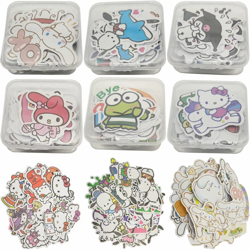 50pcs Kids Hello Kitty keroppi Melody Storage Box Stickers Cute Cartoon Anime Notebook Suitcase Water Cup Graffiti Decor Sticker