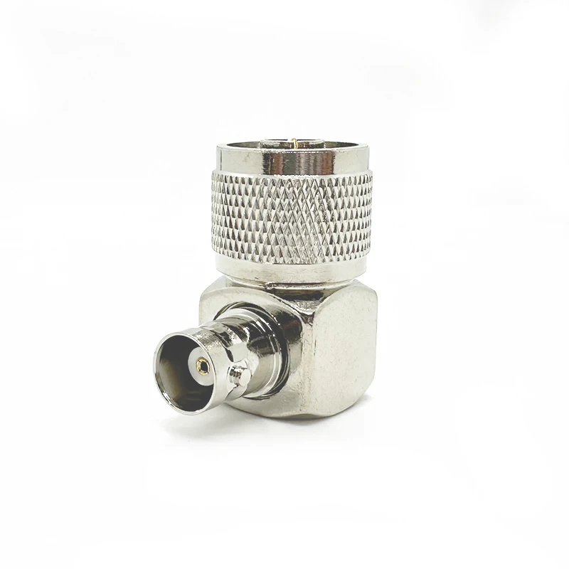 Brass Nickel Plated N Male to BNC Female Coax Connector 90 Degree Adapter Right Angle for CCTV Coaxial Cable Connection