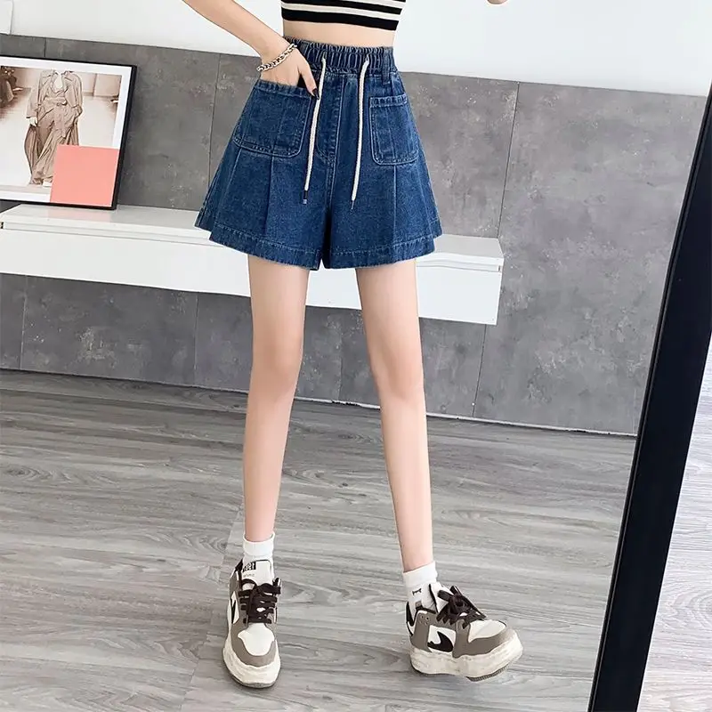 Large Size Denim Shorts Skirt for Women\'s Spring/summer Thin A-line Wide Leg Loose High Waist Slimming Fashion Shorts