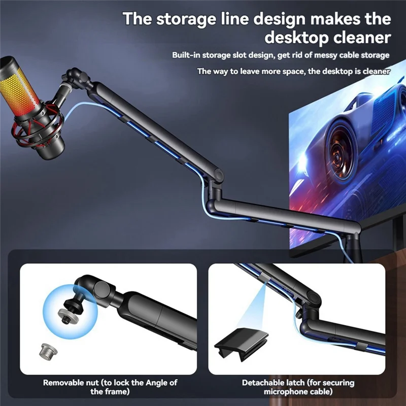 

Adjustable Microphone Stand Universal Adjustable Cantilever Bracket Desk Mount Suspension Boom For Gaming, Recording