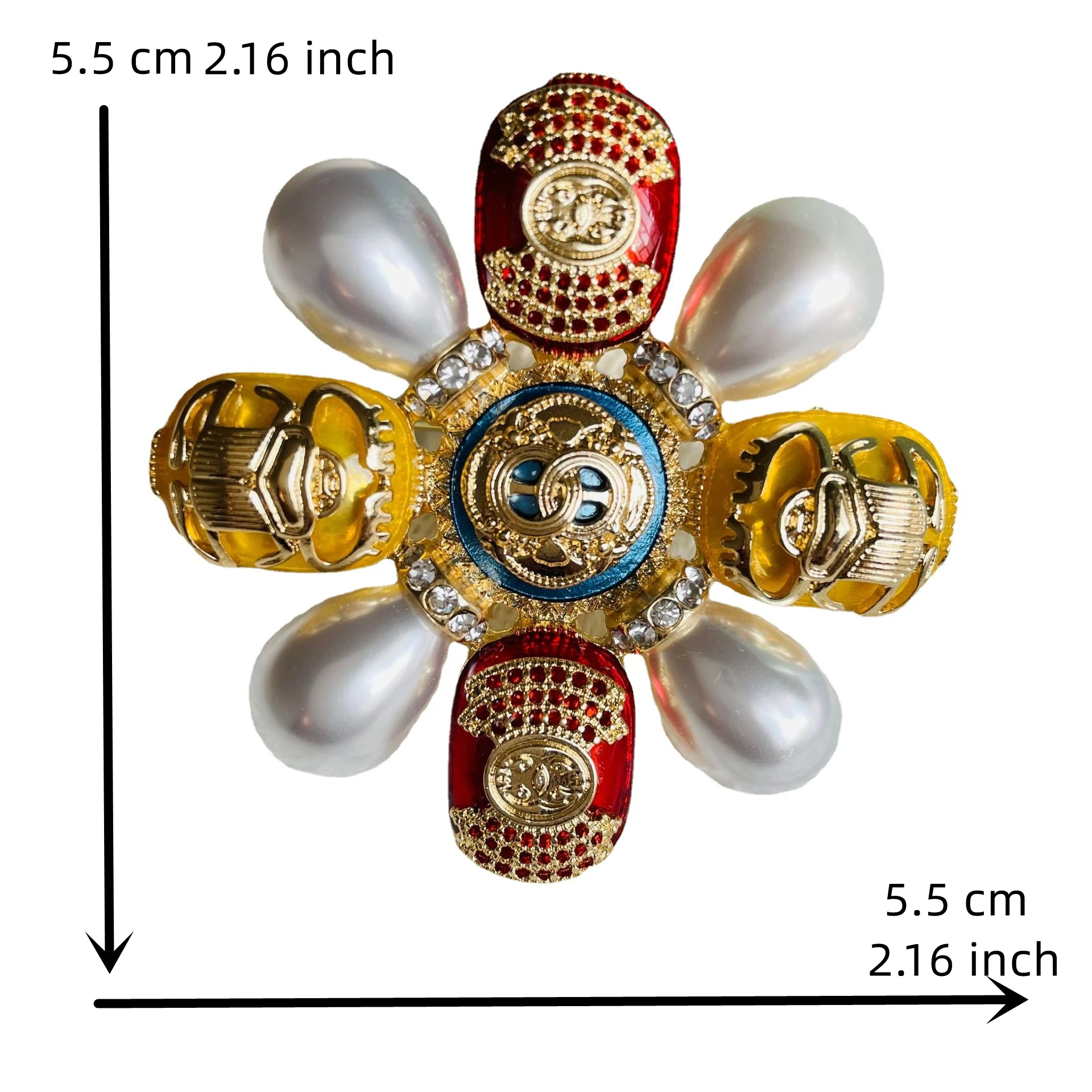 Fashion Women Men Vintage Baroque Luxury Cross Pearl Brooches Pins Retro Palace Lady Crystal Suit Clothing Badges Lapel Pins