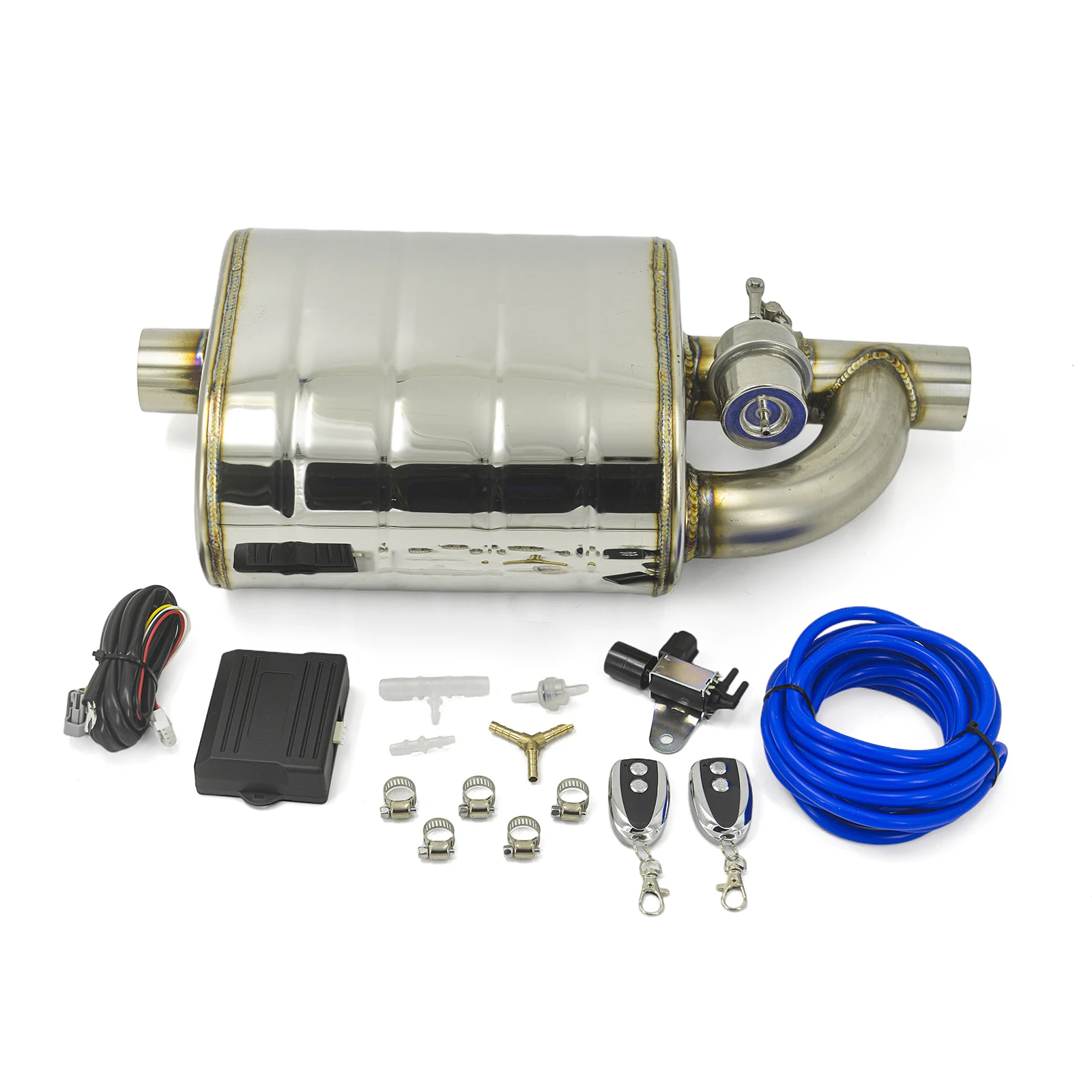 

2/2.5/3 Inch Universal Exhaust Muffler Stainless Steel single inlet single outlet Vacuum Muffler Pump Cutout Valve Control Sets