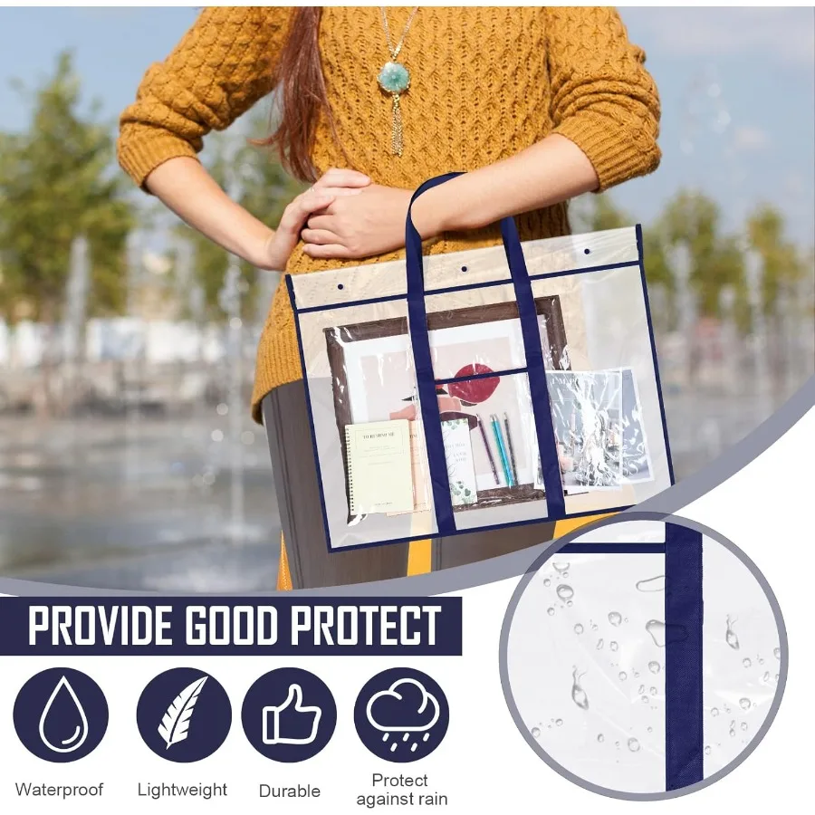 Confezione da 3 sacchetti portfolio artistici di grandi dimensioni per riporre e visualizzare poster: cartelle in PVC resistenti con tasche interne e bordi rinforzati