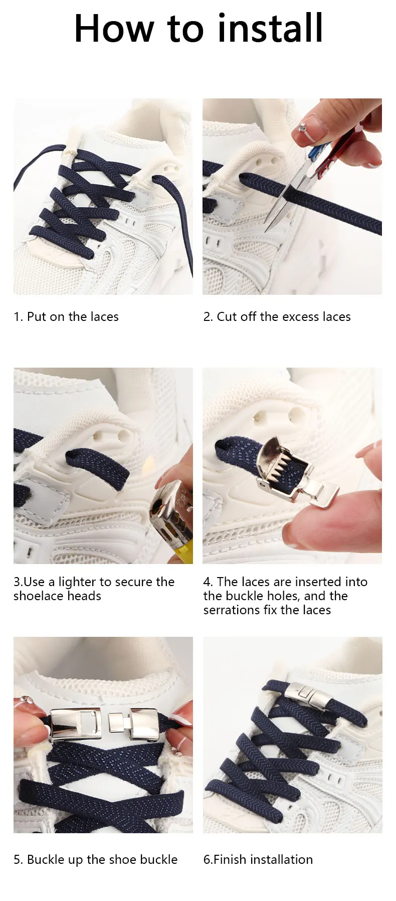 운동화용 편리한 크로스 락 신발끈, 타이 없음, 탄성 플랫 신발 끈, 8mm 너비, 어린이 성인 러닝 고무 신발끈