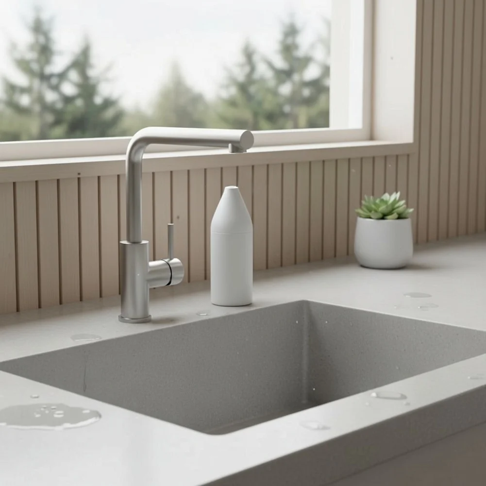 Silicone Soap Dispenser Pump for Kitchen and Bathroom Sink Areas with 200ml Fill Capacity for Multiple Liquid Cleansing Products