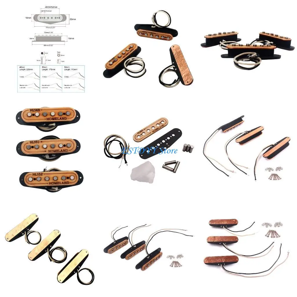 

G6DE 3Pcs Single Coil Pickup Guitar Pickups HL148/HL150/HL152 for Electric Guitars