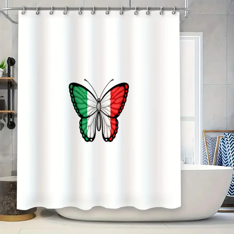 

Butterfly Shower Curtain Nature Floral Bathroom Decor Tropical Plants Scenic Wall Hanging Artistic Home Decor Modern Style