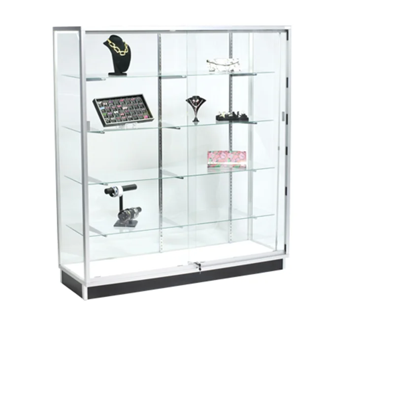 Custom.60 x 72 inch glass display Wall showcase with wood MDF back frameless glass showcase