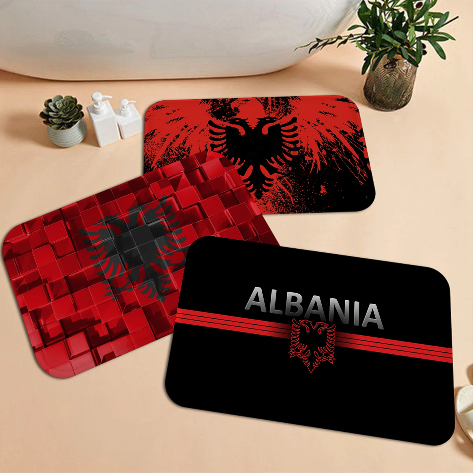 Albania Flag Floor Mat Bath Mat Nordic Style Home Doormat Bathroom-Toilet Mats Bedroom Welcome Doormat