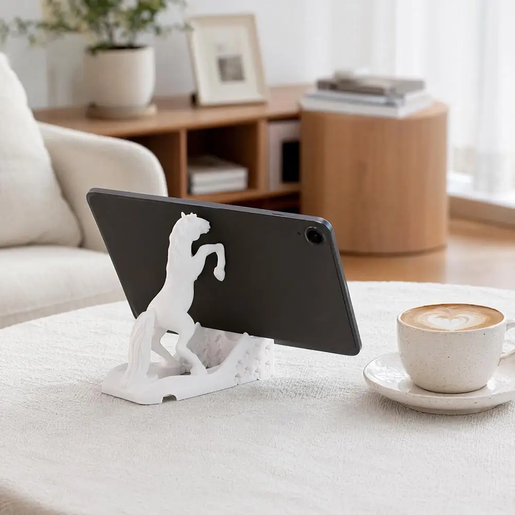 Work from Home Phone Holder Portable Mobile Phone Holder 3d Printed Horse-shaped Tablet Stand Smooth Lines Desktop Decoration