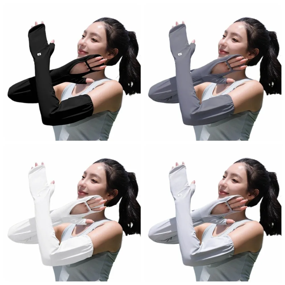 Proteger as mãos mangas de seda gelo envoltório completo braço cobre protetor solar manga anti-uv proteção solar ciclismo manga luvas ao ar livre