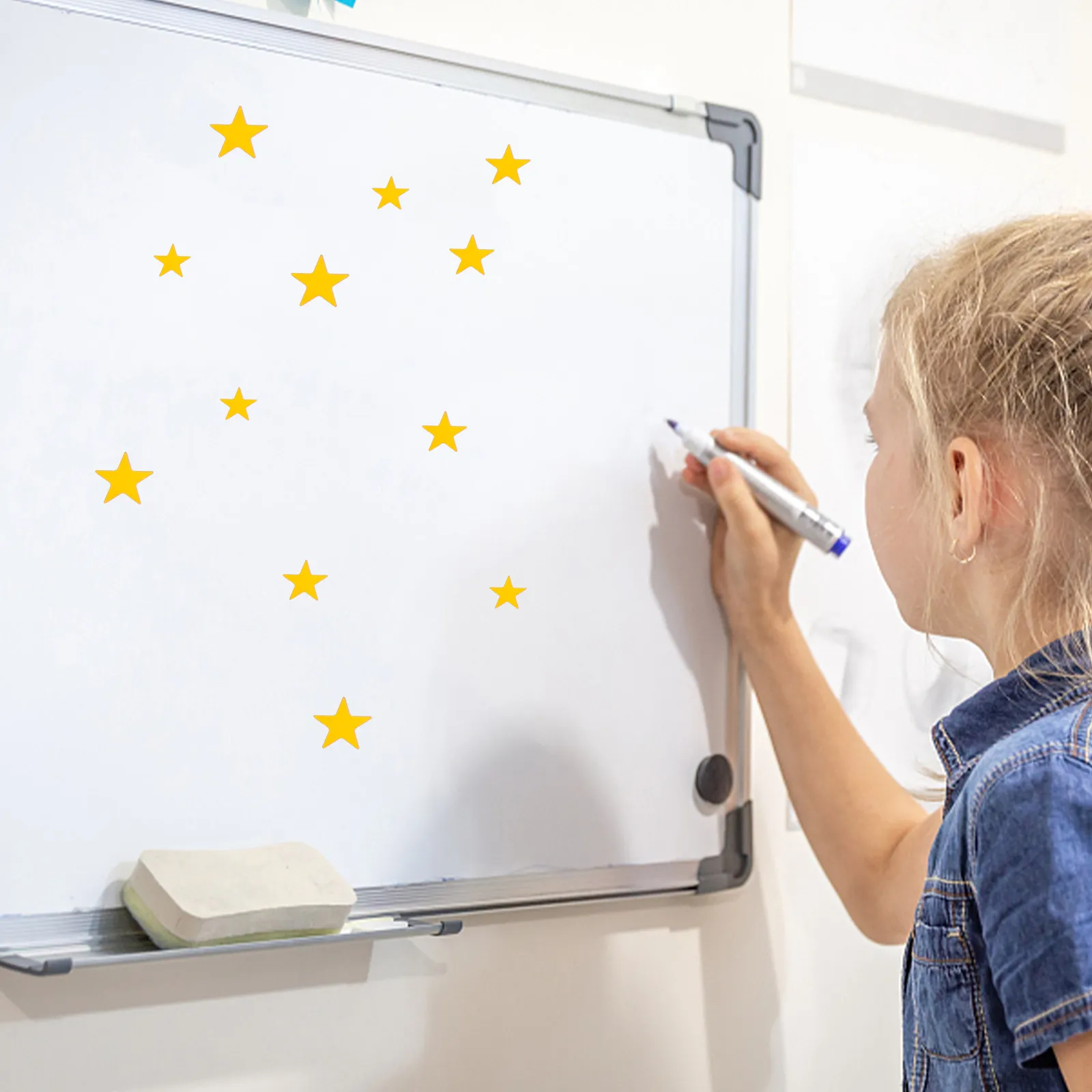 

50 Sheets Star Shaped Adhesive Stickers Kindergarten Reward Stickers Self-Adhesive Small Star Decals for Students School