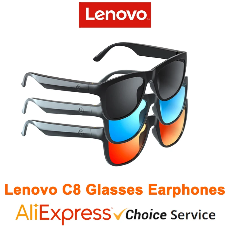 New Lenovo Lecoo C8 Glasses Earphone Wireless Bluetooth 5.0 Headphone Light Weight Sunglasses Earbud HiFi Stereo Driving Headset