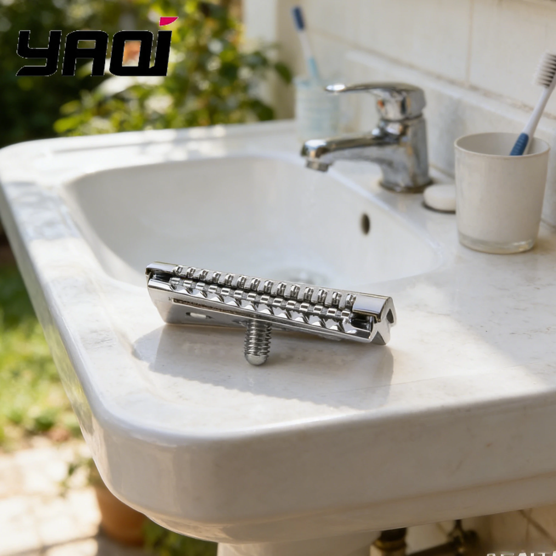 

2026 YAQI Top Aggressive Chrome Color Double-edged Mens Slant Safety Razor Head Replacement Accessory