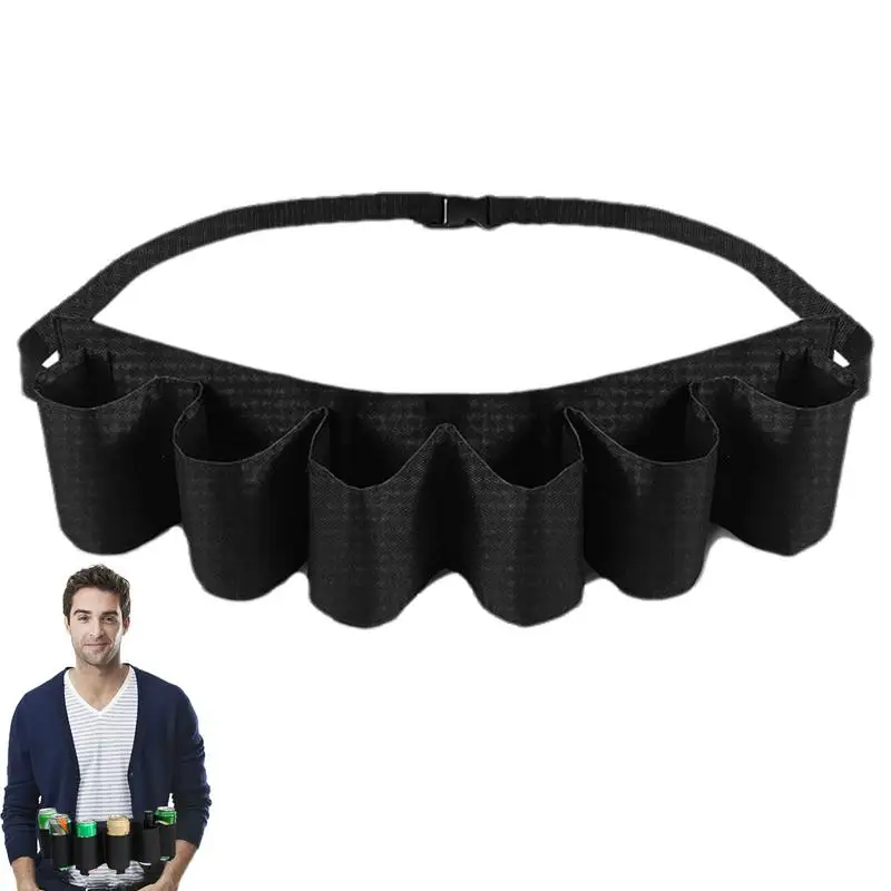 Beer Belt Holder For Men Portable Beer Belt Holsters Drink Can Holder Holds 6 Cans Adjustable Beer Waist Holder For Parties