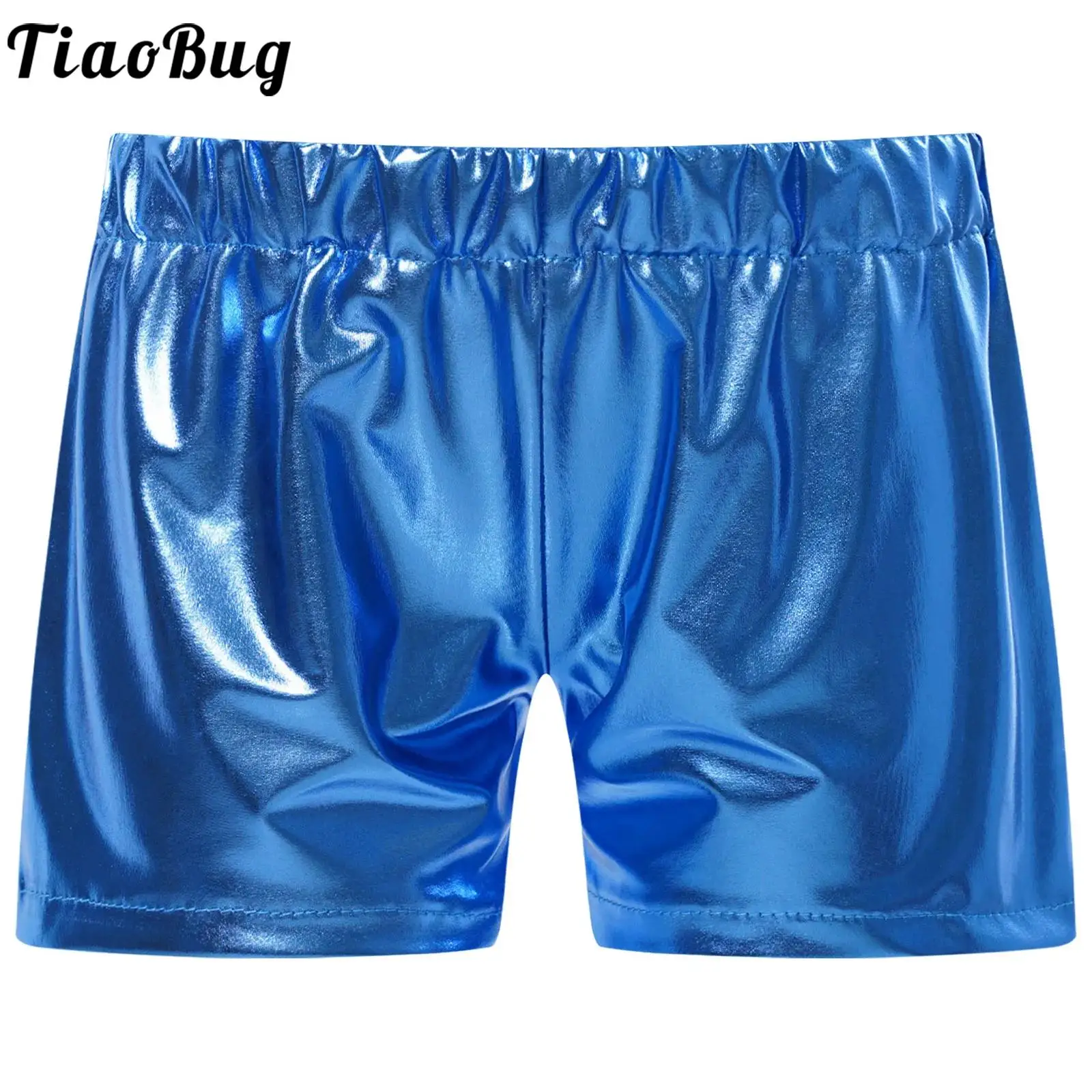 

Kids Girls Metallic Shiny Jazz Dance Shorts Elastic Waistband Short Pants Carnival Party Cheerleading Stage Performance Costume