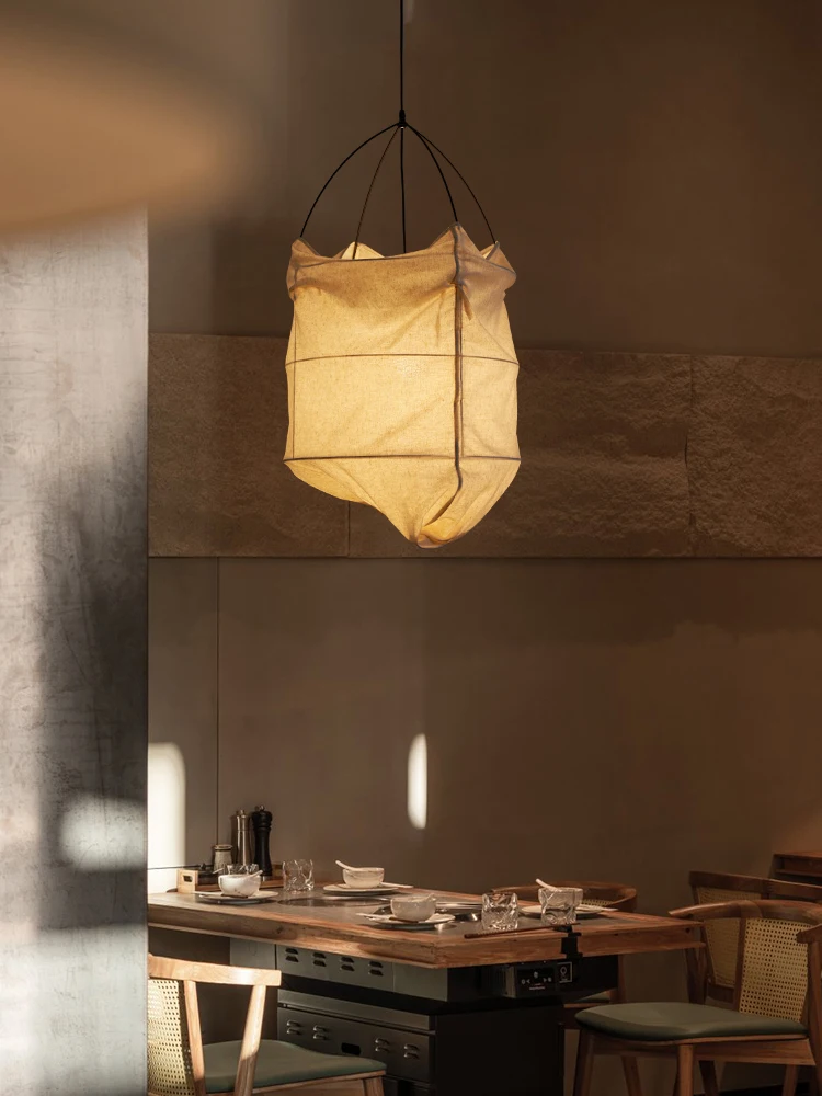 Wabi Sabi Wind Linen Lantern Homestay Hotpot Restaurant Designer Industrial Style Japanese New