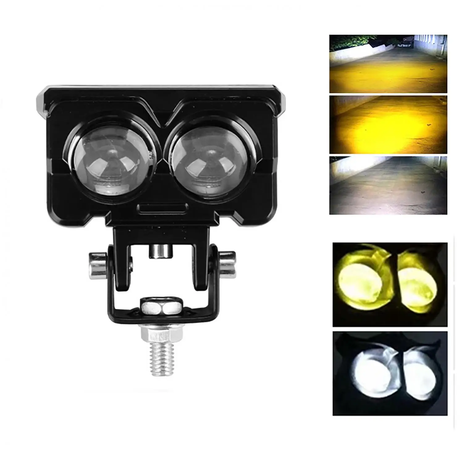 6500K Yellow White Dual Color Double Lamp Hi / Lo Beam LED Motorcycle Headlight for Tractor Truck ATV Boat 9 - 85V Aux Spotlight