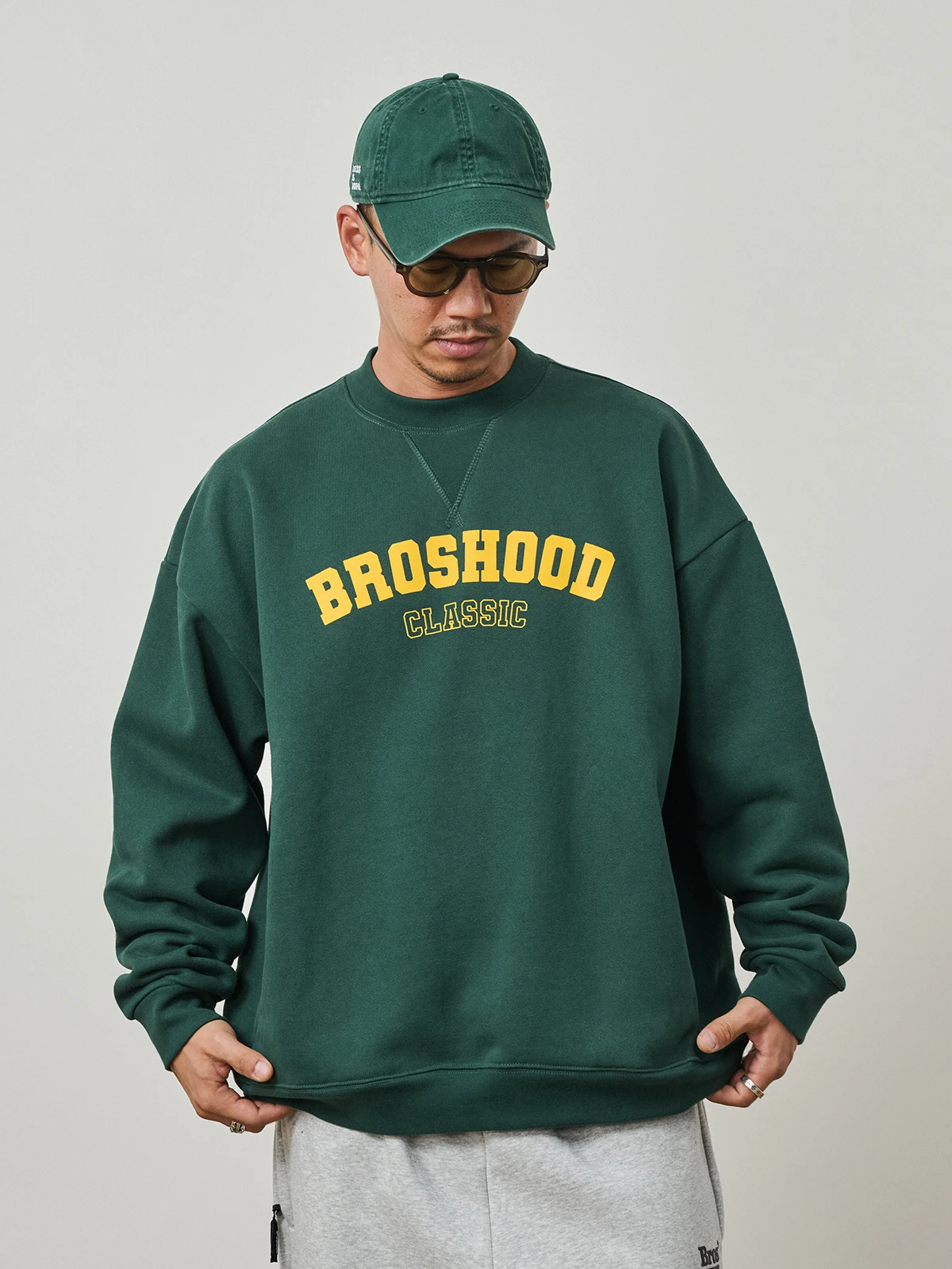 Broshood Men's Oversized Hoodie round Neck Sweatshirt Classic Letter Print Double Pocket Casual Comfortable Cotton Polyester ...