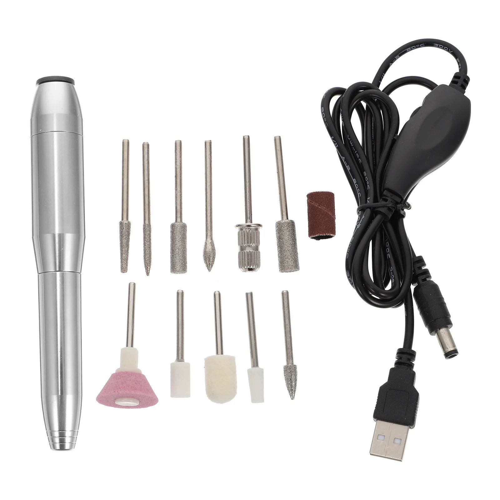 1Set elektrische nagelvijlboorset Lichtgewicht stille motor voor manicure polijsten Hoge snelheid draagbaar USB-opladen met schuren