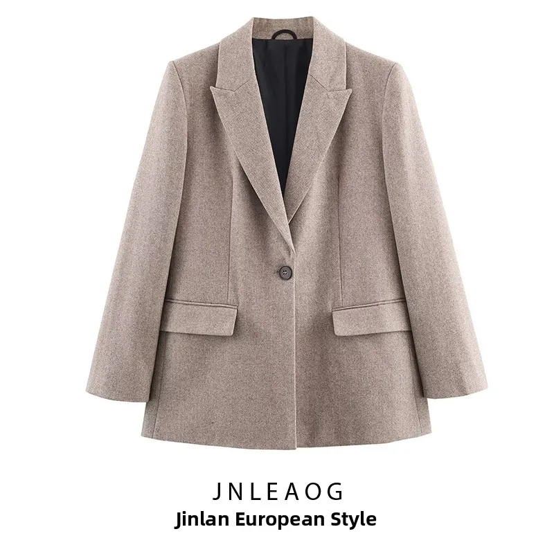 

Faionable Versatile JNLEAOG Women's Cheered Suit Jaet Autumn New Arrival Busin Casual Long Sve Polyester