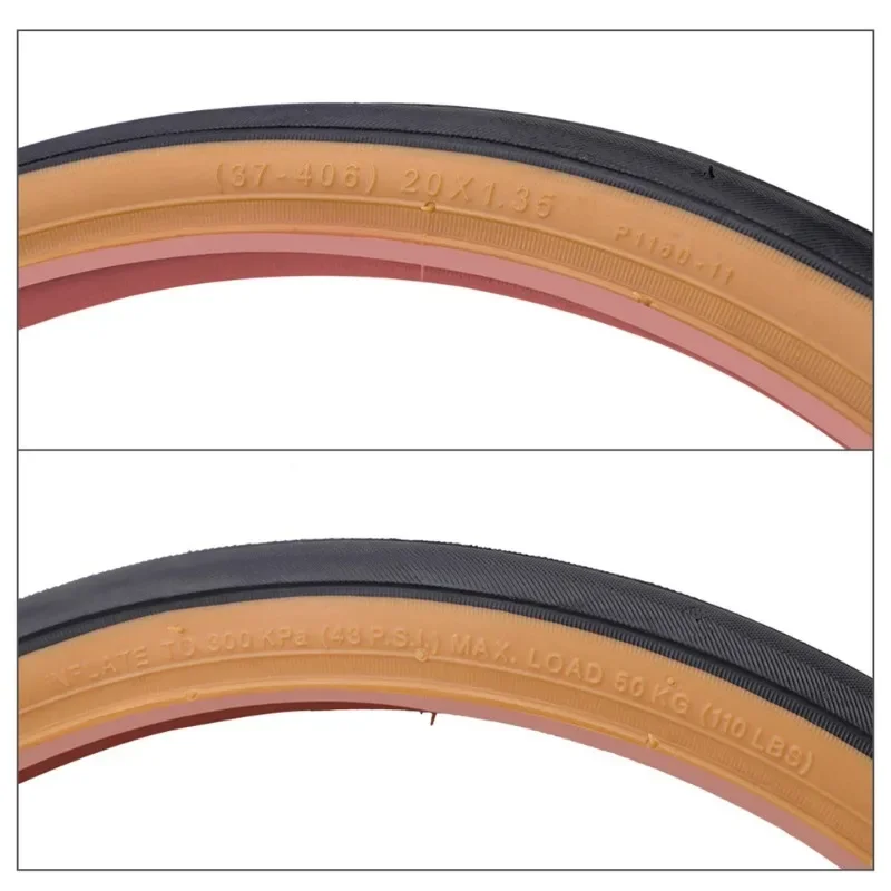 Folding Bicycle Tire BMX Yellow Edge Tire 349 406 20 Inch Rubber Retro Outer Tyre Bike Tubes Wheels Cycling Accessories Parts