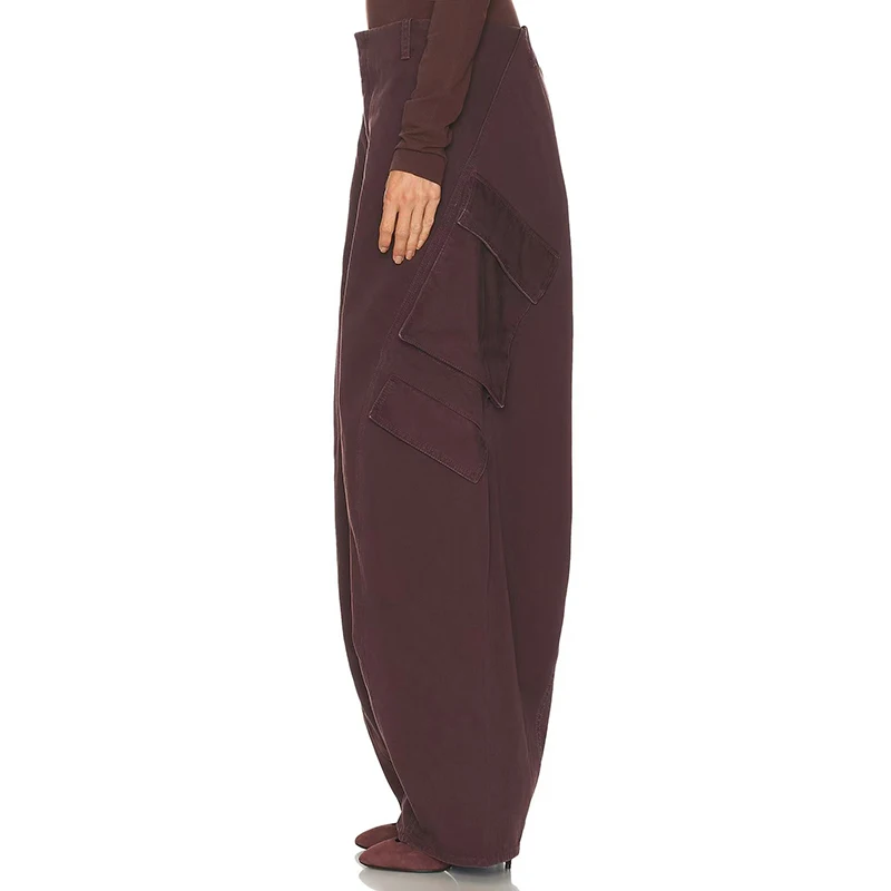 بنطلون نسائي متعدد الجيوب مصبوغ، بنطال كاجوال عصري، جينز عالي الجودة، خريف، طراز جديد، 2025، y2k