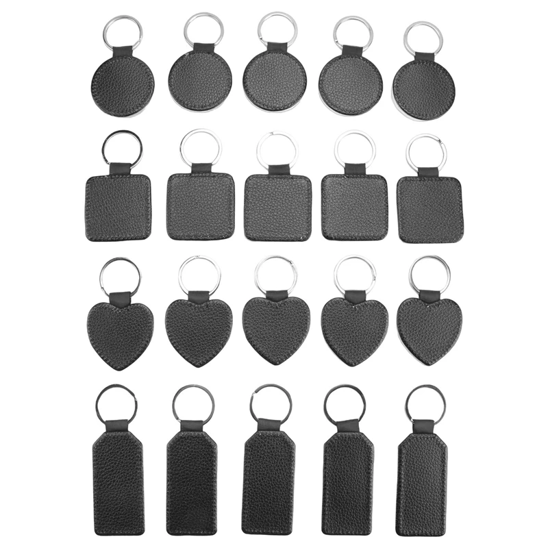 20 Pieces Sublimation Blank Keychains PU Leather Keychain Pendant Heat Transfer Keychain Ornament For DIY Crafts Making