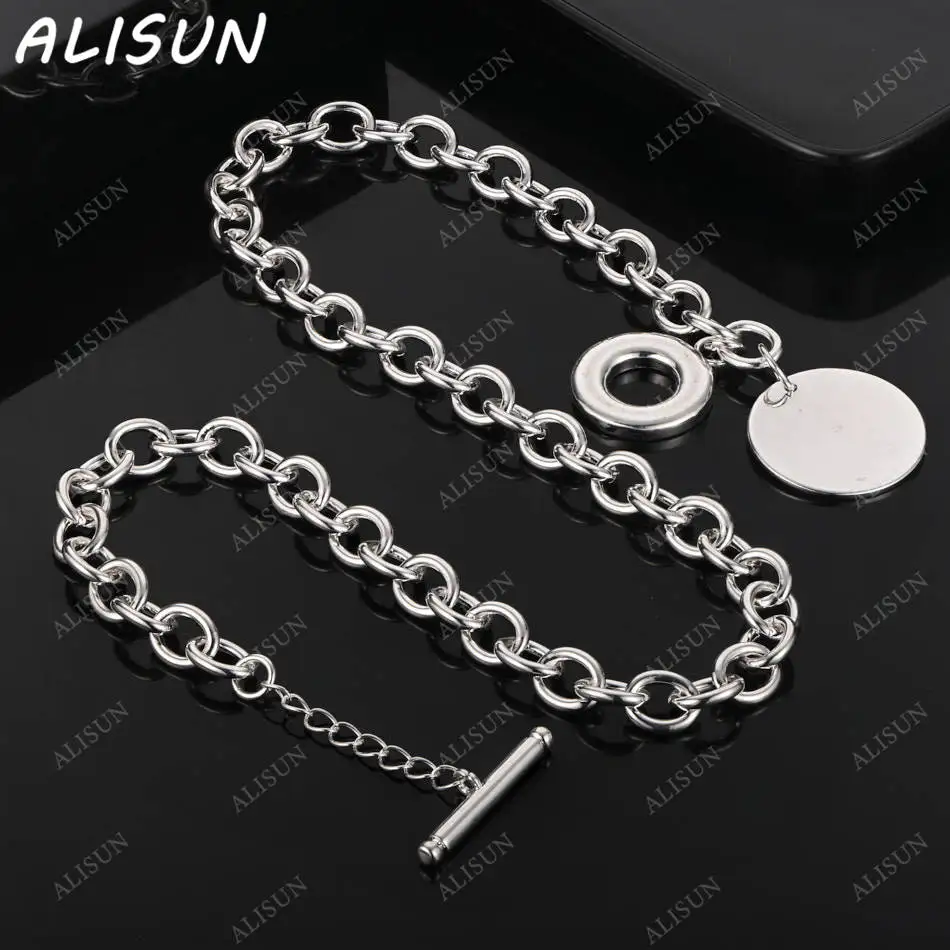 

ALISUN 925 Sterling Silver 45cm Round Necklace For Women Men Charm Trend Birthday Gifts Fashion Party Fine Jewelry
