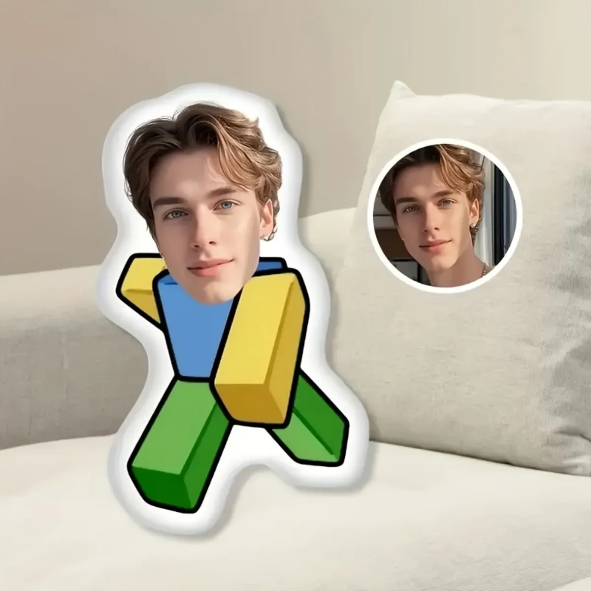 تخصيص بناء كتلة الوجه صورة الوسائد المنزلية، وسائد مطبوعة على الوجهين DIY، هدايا مضحكة