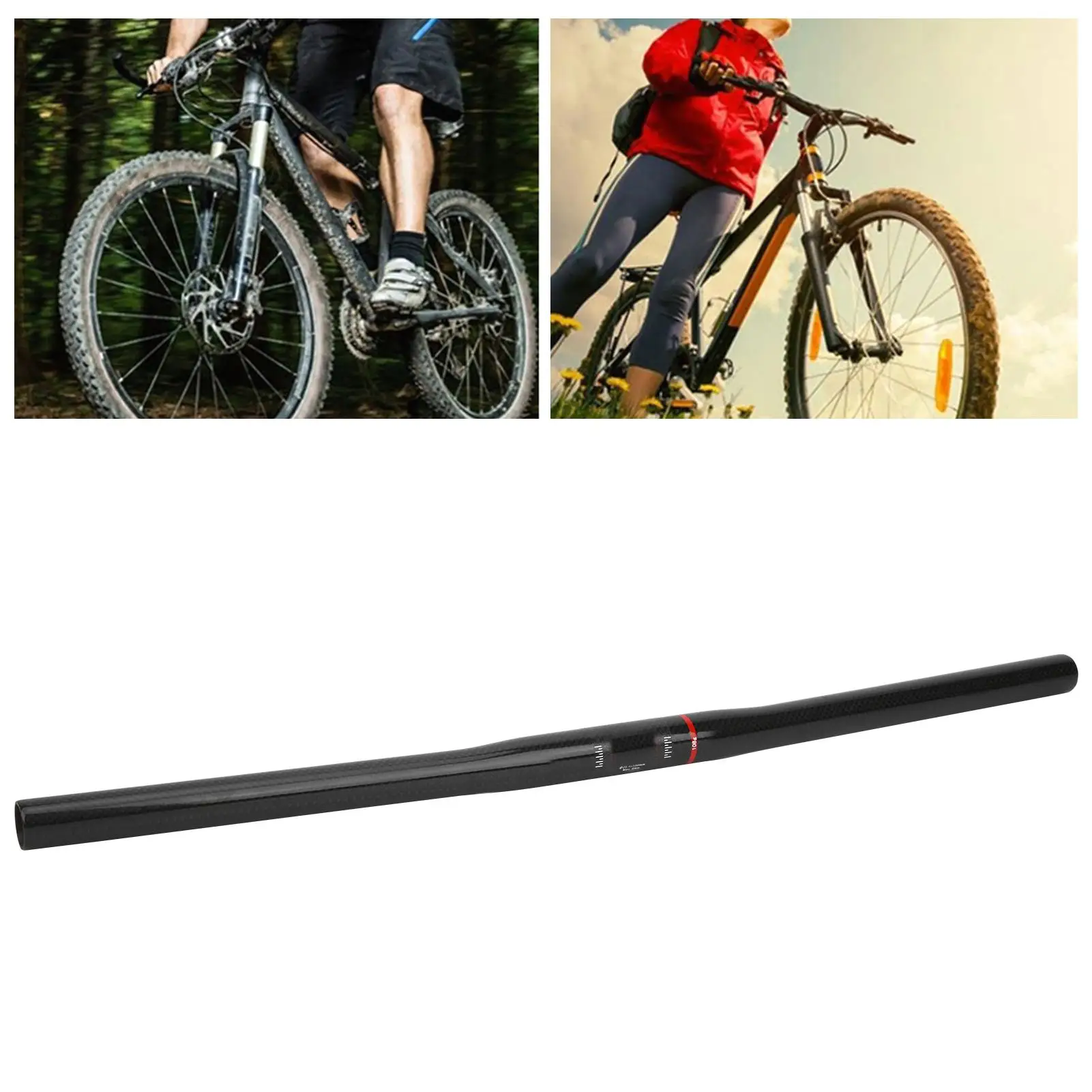 25.4*580mm Carbon Fiber Bike Handlebar Cycling Accessory - Bright Black