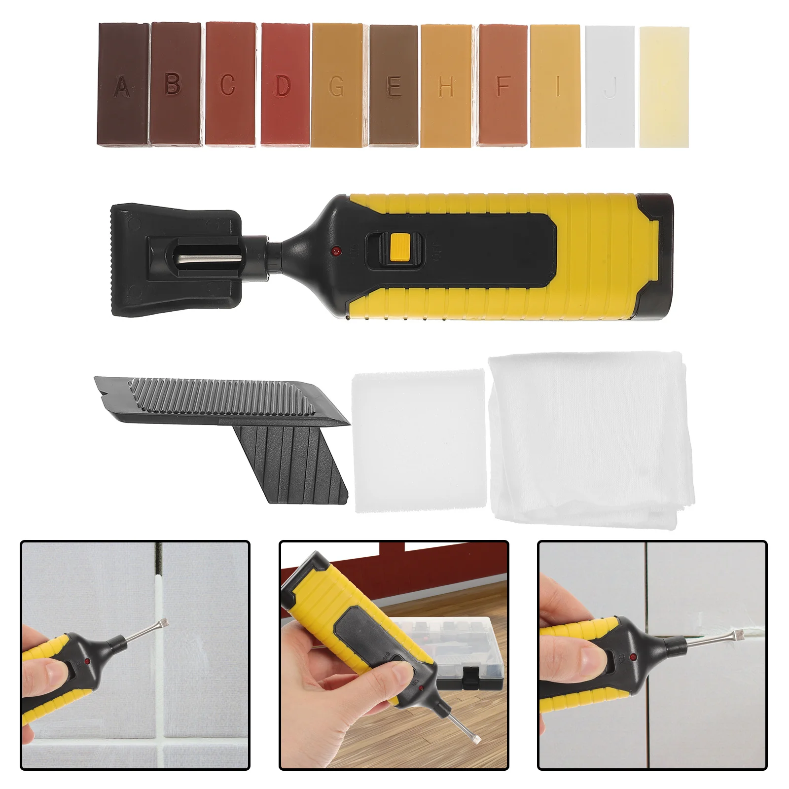 1Set Wood Floor Scratch Remover Laminate Repair Kit Fast Heating Wax Blocks Vinyl Floor Repair Scratch Restoration Kit
