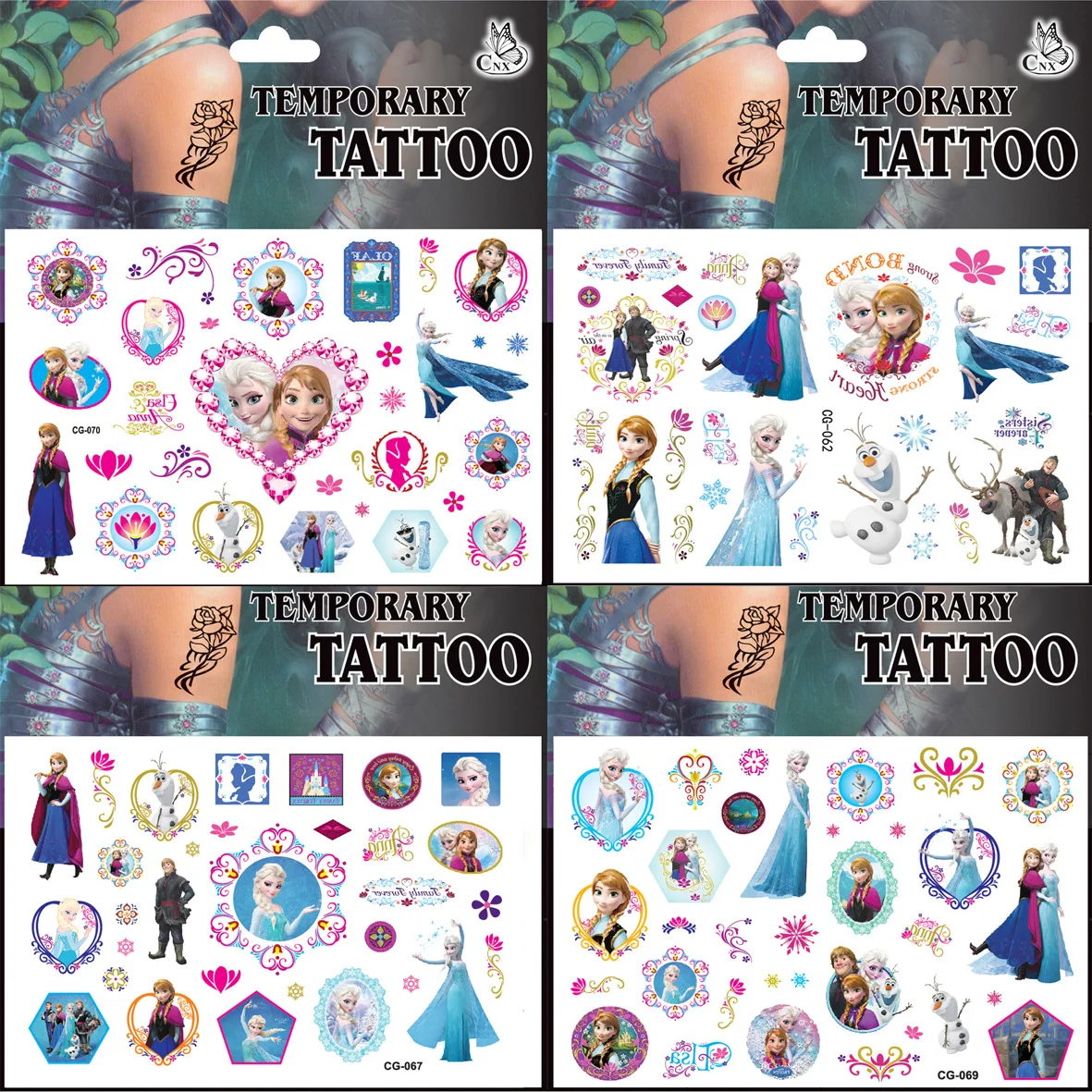 Anna elsa Princess Tattoo Stickers toy Children's Birthday Party Decoration Anna Elsa Cartoon Sticker Classic Toys Kids Gifts