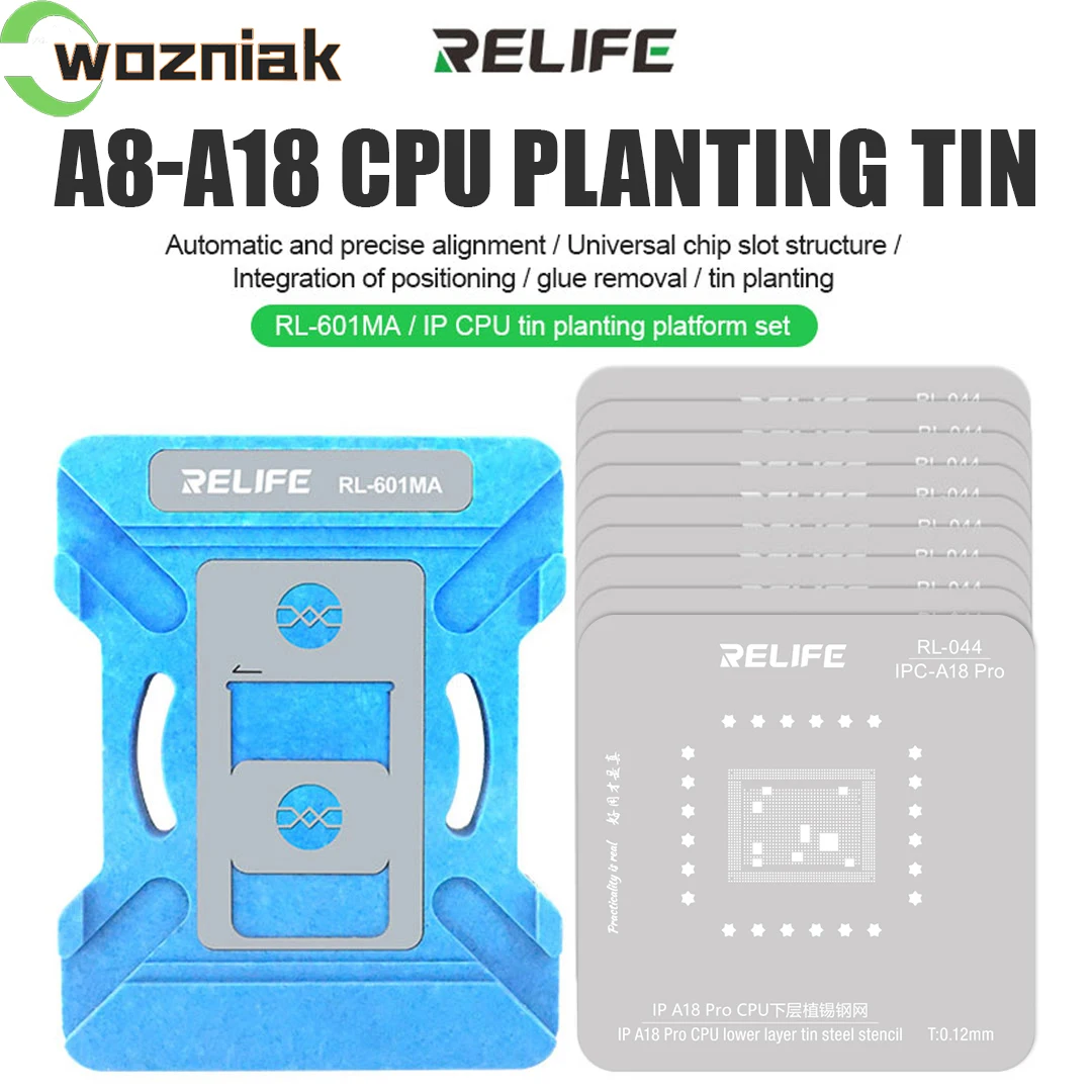 RELIFE RL-601MA Universal CPU Reballing Stencil Platform For iPhone A8-A18 IC Chip Planting Tin Template Fix