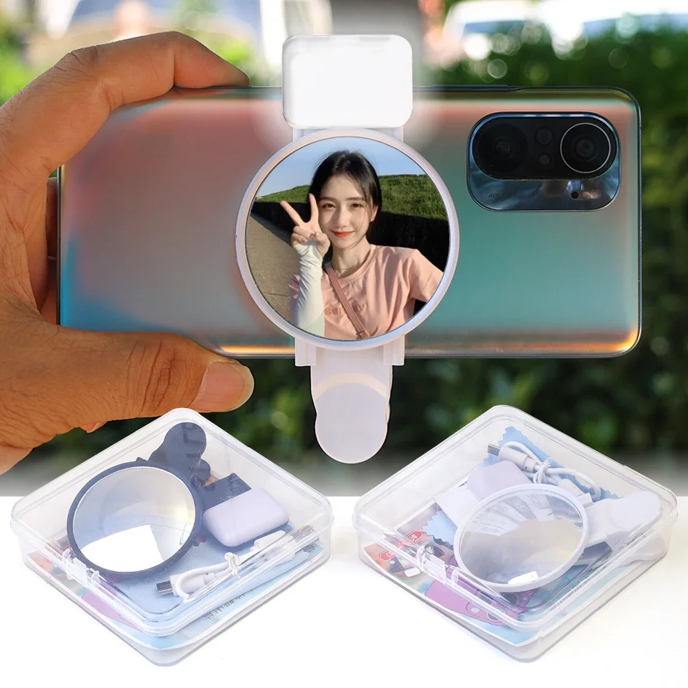 Universal Mobile Phone Fill Light Selfie Mirror Rear Camera Vlog Photo Selfie Clip Artifact Mini Portable USB Rechargeable Lamp