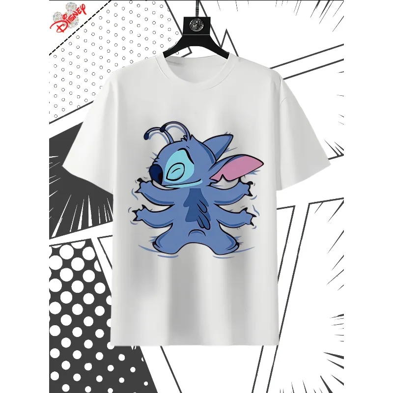 

Футболка с забавным принтом Disney Stitch, женская футболка со стежком, повседневная свободная хлопковая футболка унисекс, женская футболка Harajuku Y2K