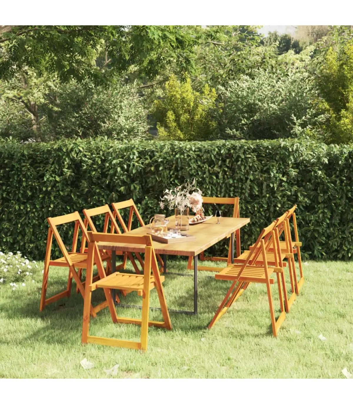 Garden chairs folding garden chairs 8 PCs acacia solid wood