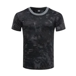 Men Camouflage Hunting Shirts Tactical Fishing Shirt Army Military Tshirts Camo Hiking Camping  Quick Dry  Clothes