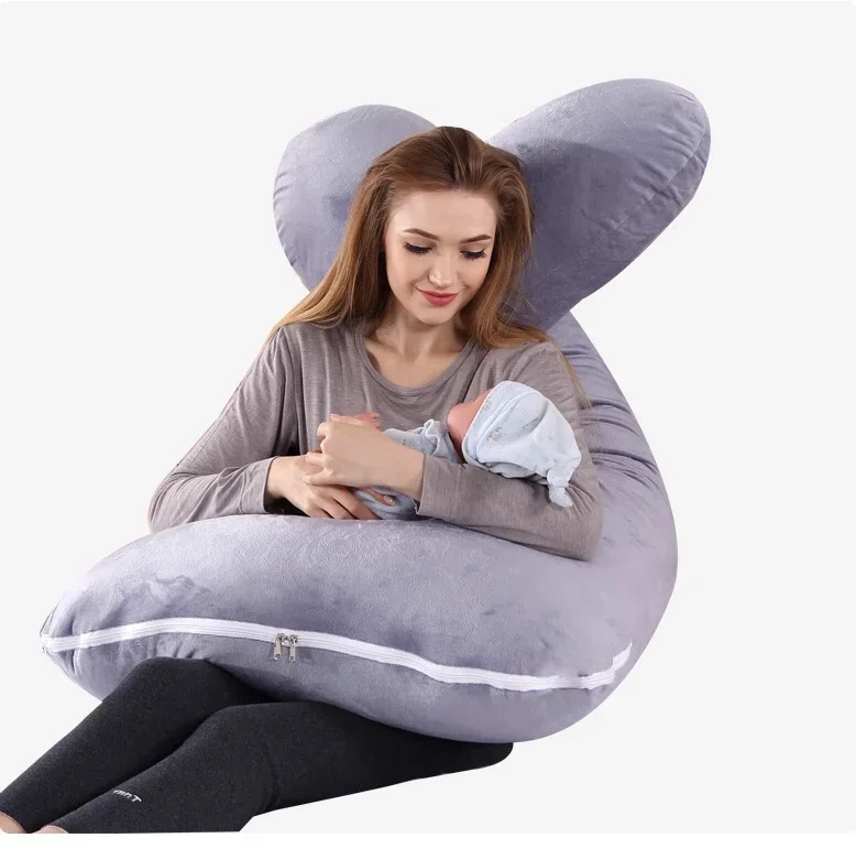 New Arrival Queen Rose Pregnancy Pillow with Cover U Shaped Full For Body Pillow Grey