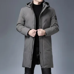 Abrigo grueso de algodón para hombre, chaqueta informal con cremallera, longitud media, a la moda, para exteriores, Invierno