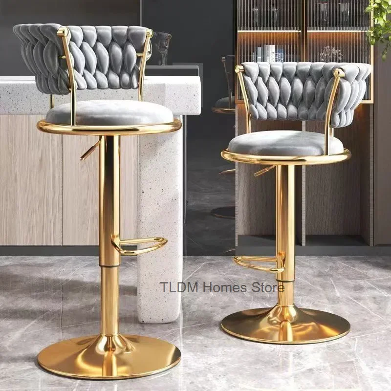 

European Lifting And Rotating Home Bar Chair Height Adjustable Ergonomic Chair Luxury Bar Chair High Breakfast Stool Furniture