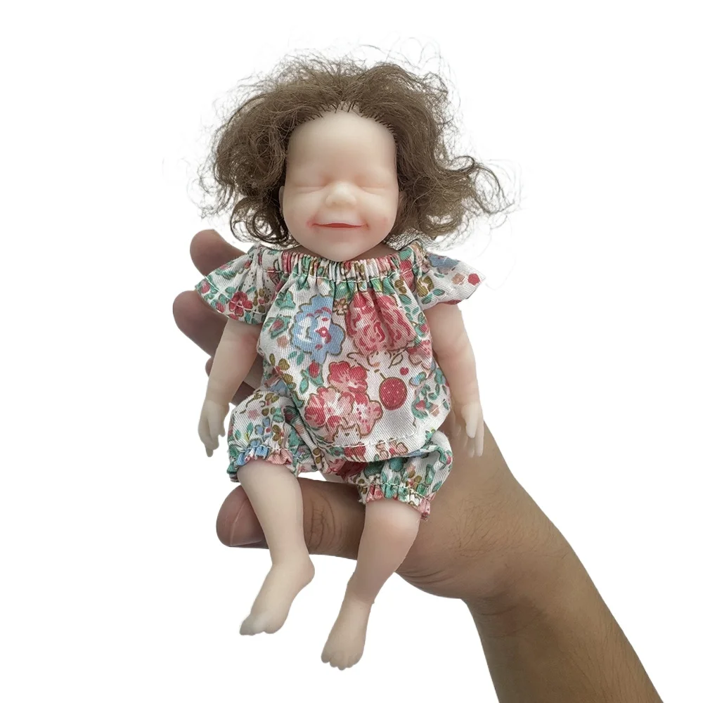 Full Body Soft Silicone Reborn Baby Doll, Realista Mini Boneca Recém-nascida, Presentes para Crianças, 16cm