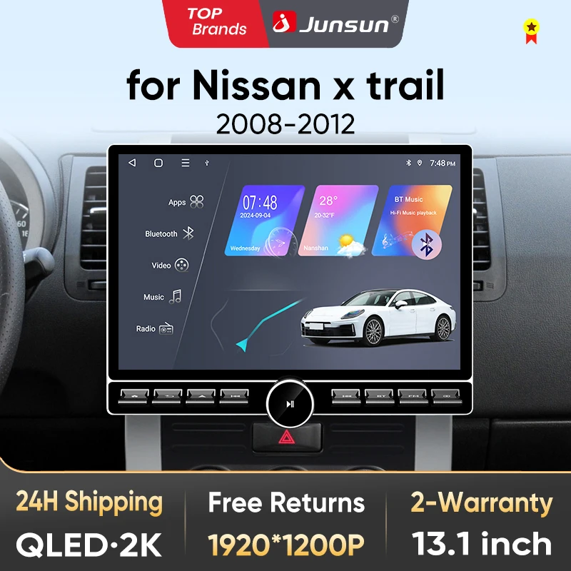 Junsun – autoradio QLED sans fil CarPlay Android Auto, 13.1 pouces, pour Nissan X-Trail T31 2008 – 2012, systèmes intelligents DSP SWC RDS GPS